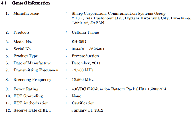 японский смартфон Docomo SH-06D