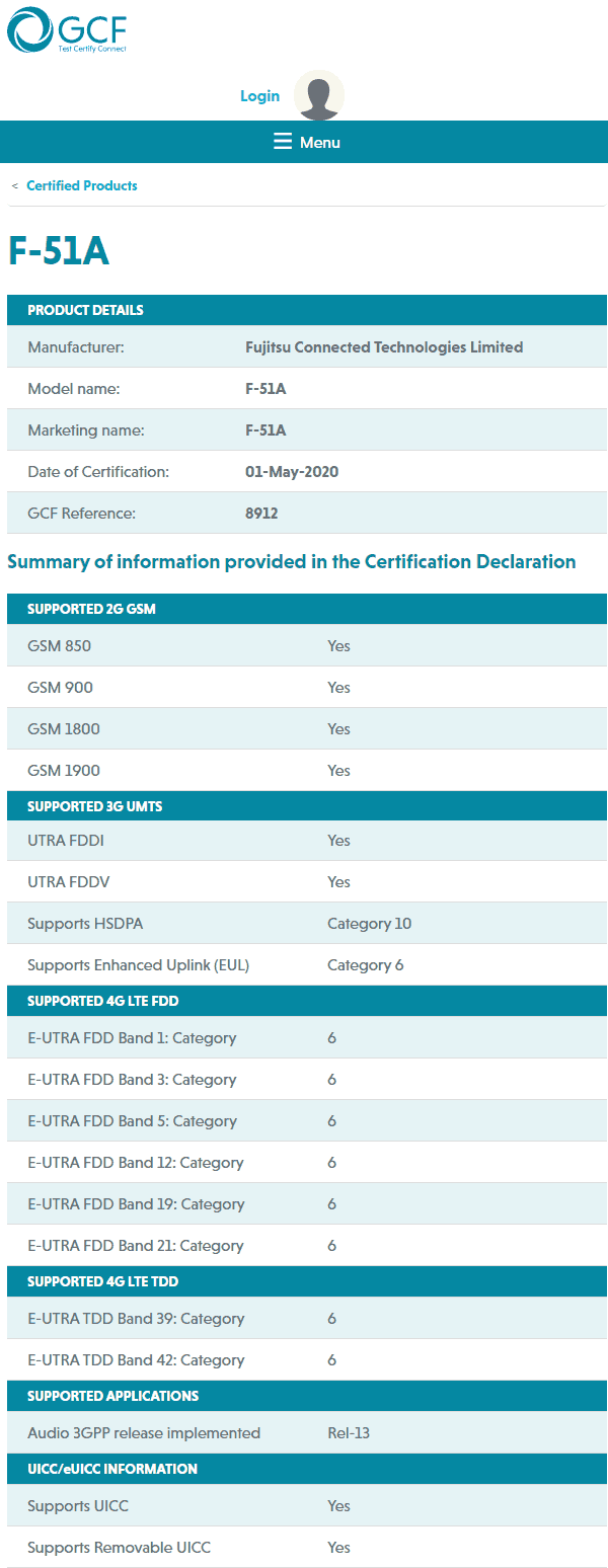 Fujitsu ARROWS 5G F-51A прошел сертификацию GCF