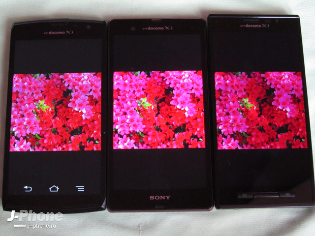 сравниваем японские смартфоны Fujitsu Arrows X Docomo F-02E, SONY Xperia Z Docomo SO-02E и Panasonic Docomo P-02E Eluga X