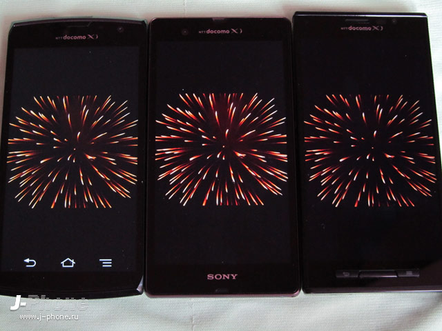 сравниваем японские смартфоны Fujitsu Arrows X Docomo F-02E, SONY Xperia Z Docomo SO-02E и Panasonic Docomo P-02E Eluga X