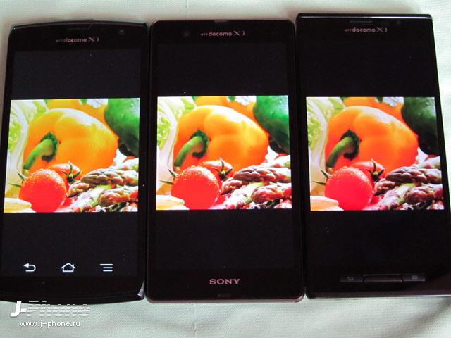 сравниваем японские смартфоны Fujitsu Arrows X Docomo F-02E, SONY Xperia Z Docomo SO-02E и Panasonic Docomo P-02E Eluga X