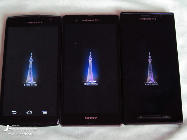 сравниваем японские смартфоны Fujitsu Arrows X Docomo F-02E, SONY Xperia Z Docomo SO-02E и Panasonic Docomo P-02E Eluga X