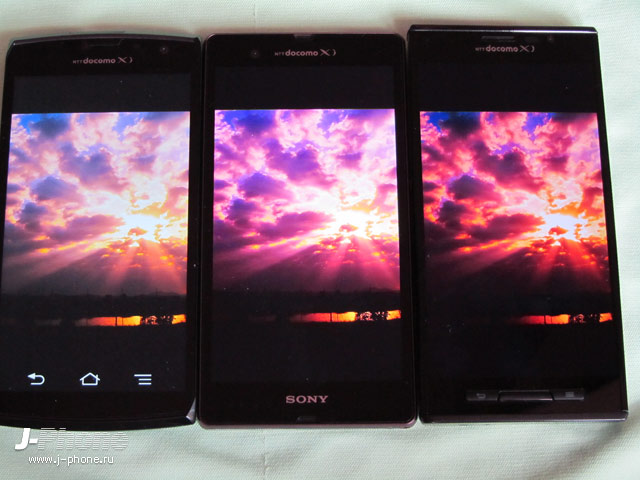 сравниваем японские смартфоны Fujitsu Arrows X Docomo F-02E, SONY Xperia Z Docomo SO-02E и Panasonic Docomo P-02E Eluga X