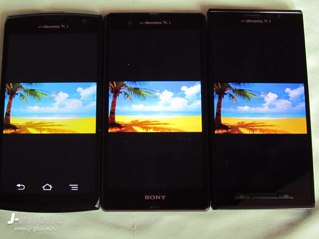сравниваем японские смартфоны Fujitsu Arrows X Docomo F-02E, SONY Xperia Z Docomo SO-02E и Panasonic Docomo P-02E Eluga X