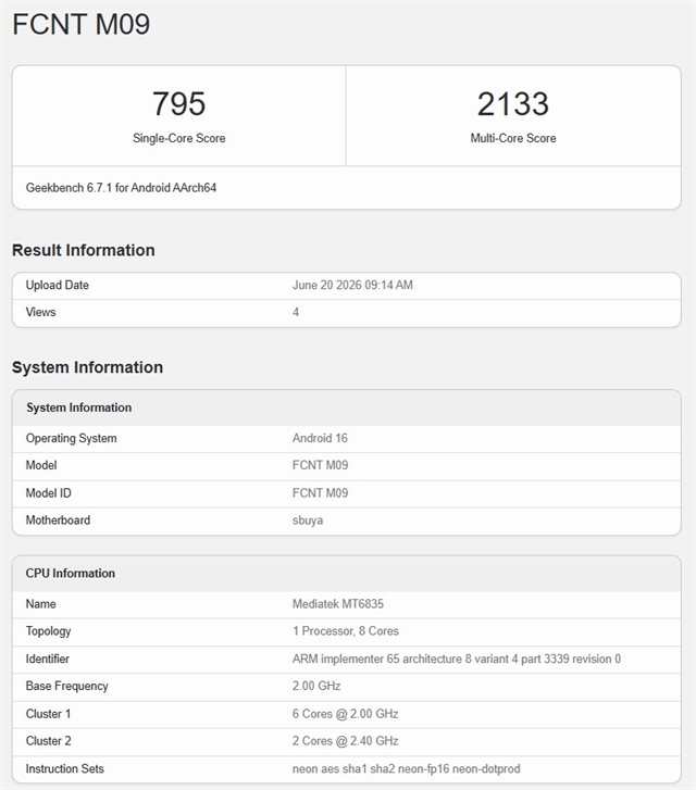 arrows We3 впервые появился в Geekbench и уступил предыдущему We2