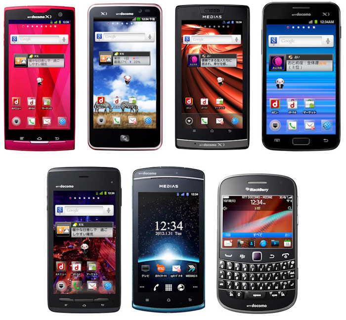 японские телефоны NTT Docomo 2011-2012